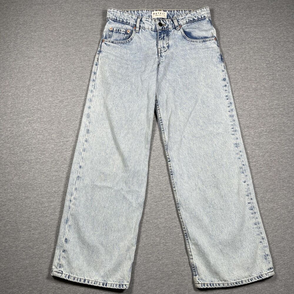 Motel Denim Jeans Womens 26 Blue Wide-Leg High Rise Light Wash Indie Slouchy Y2K